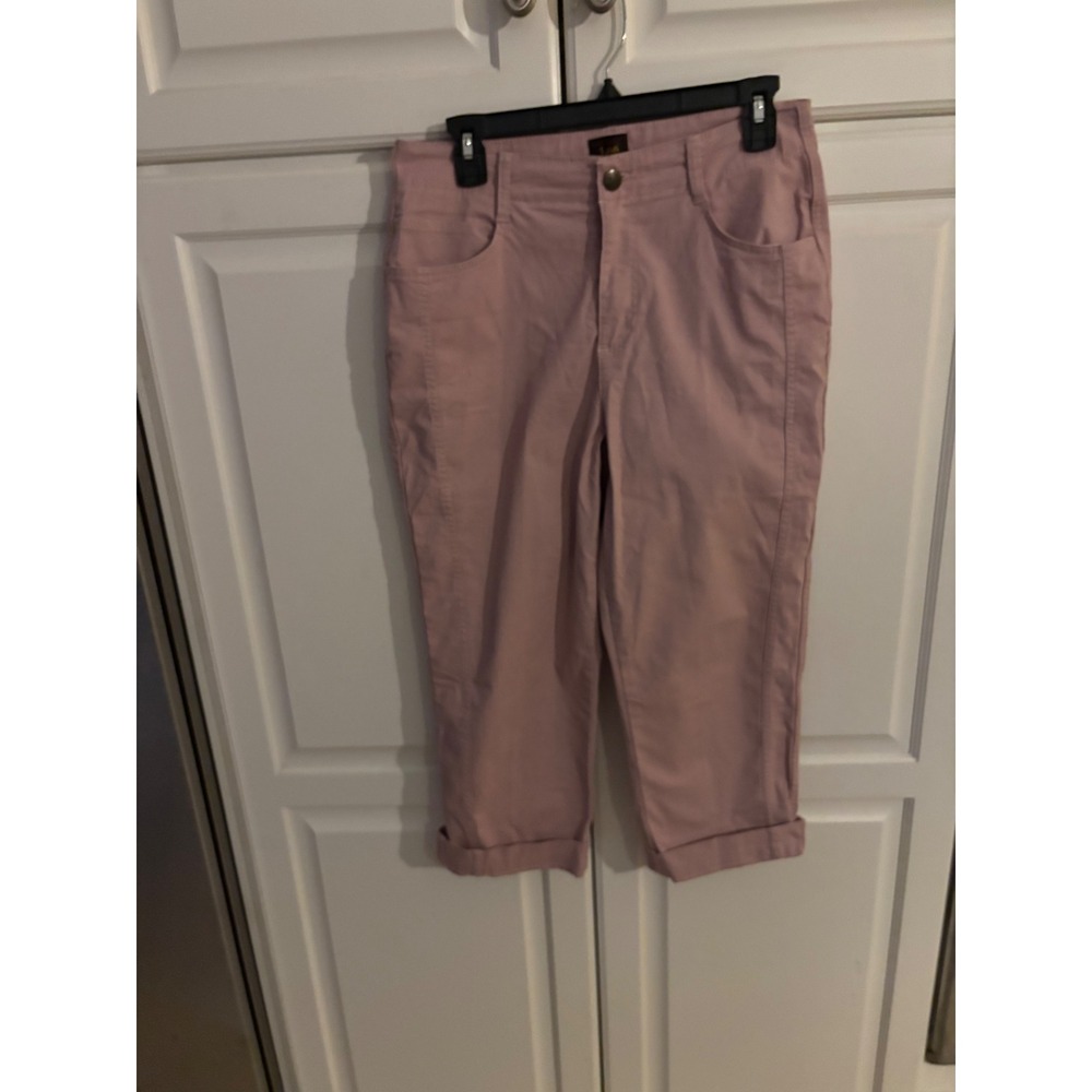 Lee Womens Dusty Rose Pink Cuffed Capri Pants‎ Stretch Cotton Cropped Size 6